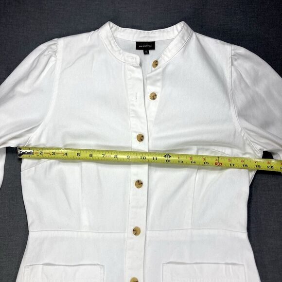 Who What Wear Denim Dress Women M White Classic Puffer Sleeve Sophisticated Chic - Picture 10 of 16